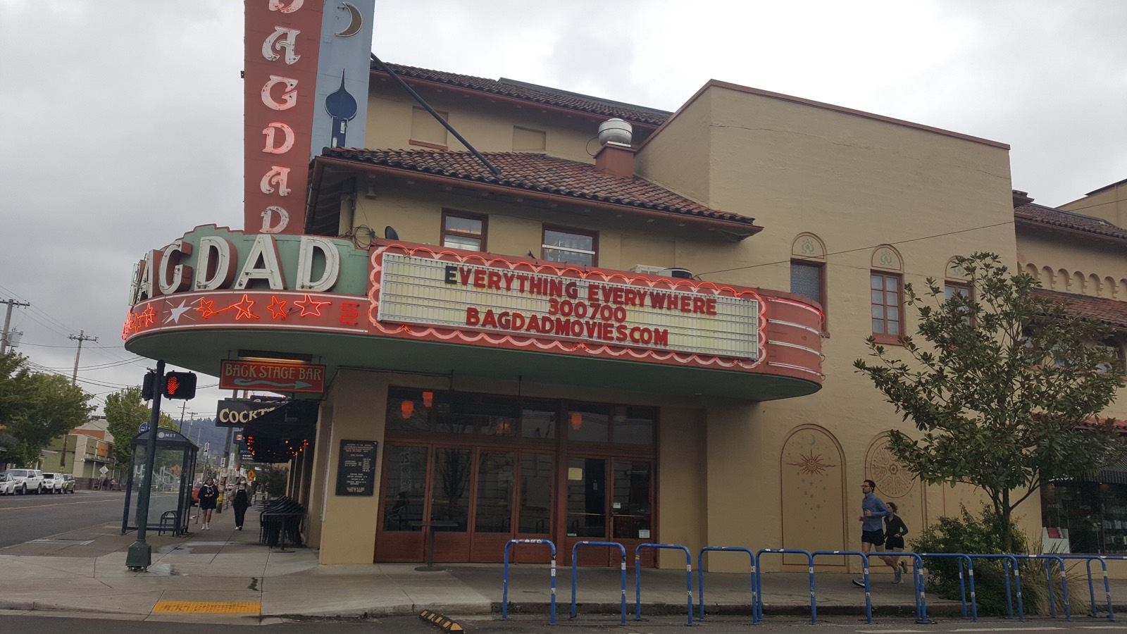 The Bagdad Theater & Pub with its tall blade sign on SE Hawthorne Boulevard