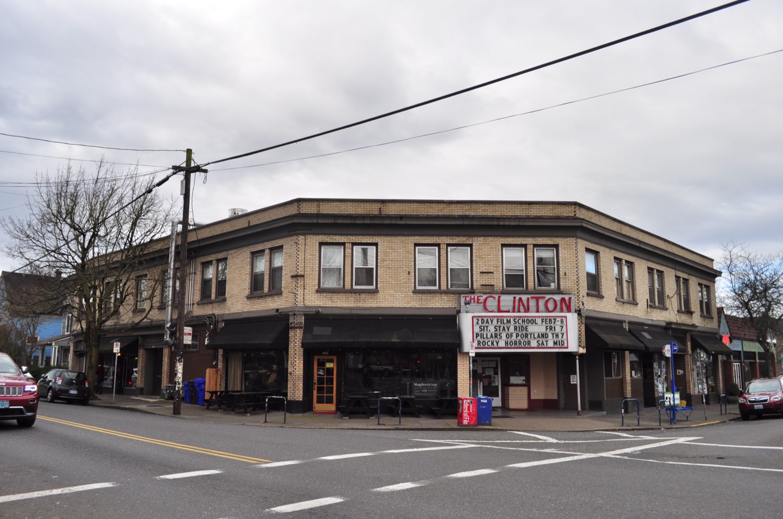 The Clinton Street Theater's facade and marquee on SE Clinton Street